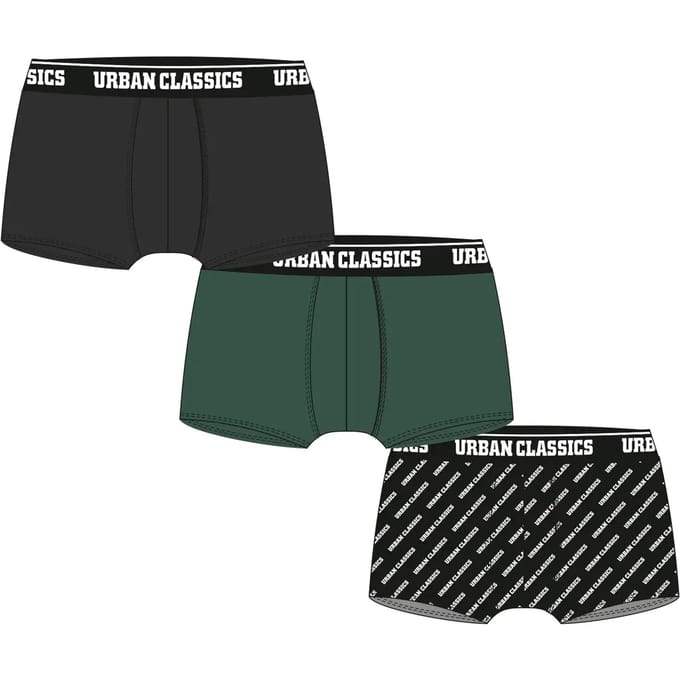Urban Classics - 3-Pack Boxershorts set - S - Zwart/Groen