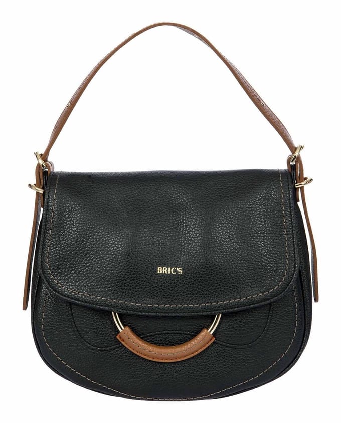 BRIC'S Leren schoudertas Gondola Stella Bag Black / Leather zwart