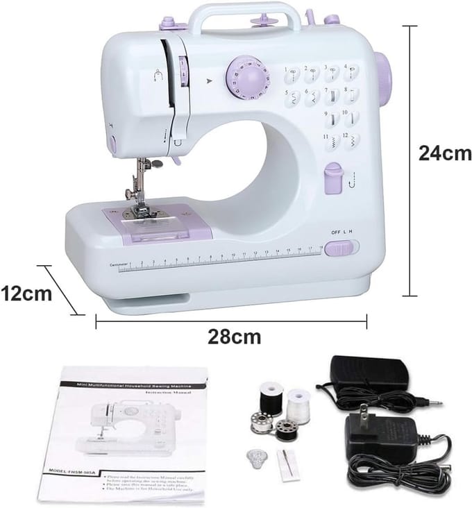 Naaimachine Beginners - Huishoudelijk Apparaat - Kleding Maken - 12 Steken - Mini Formaat - Lila