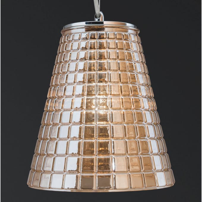 ORION Glazen pendellamp Sarala amb - m diamant geslepen