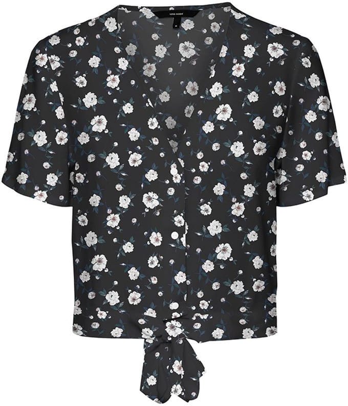 Vero Moda Easy Tie Blouse Met Korte Mouwen Zwart S Vrouw