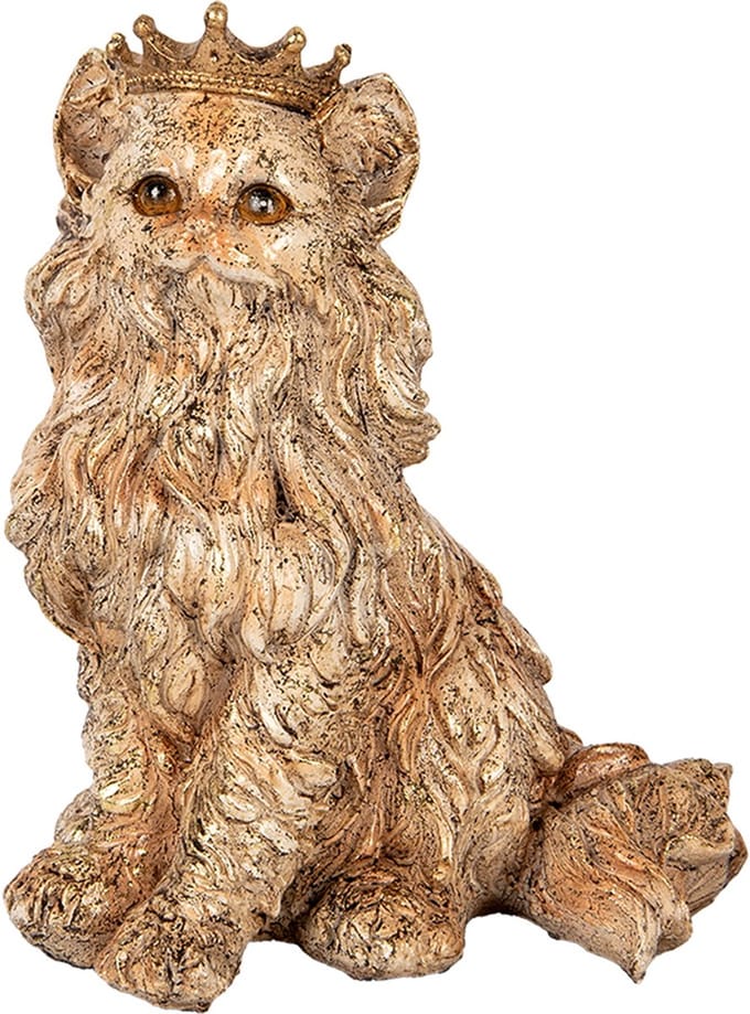 Clayre & Eef Decoratie Beeld Kat 23x19x28 cm Beige Kunststof