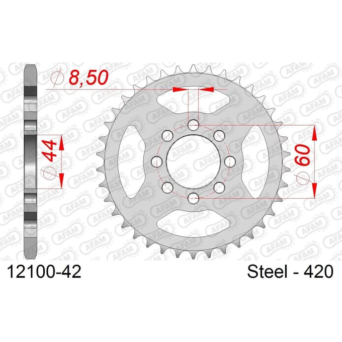 Stalen tandwiel Afam 420 42 dents