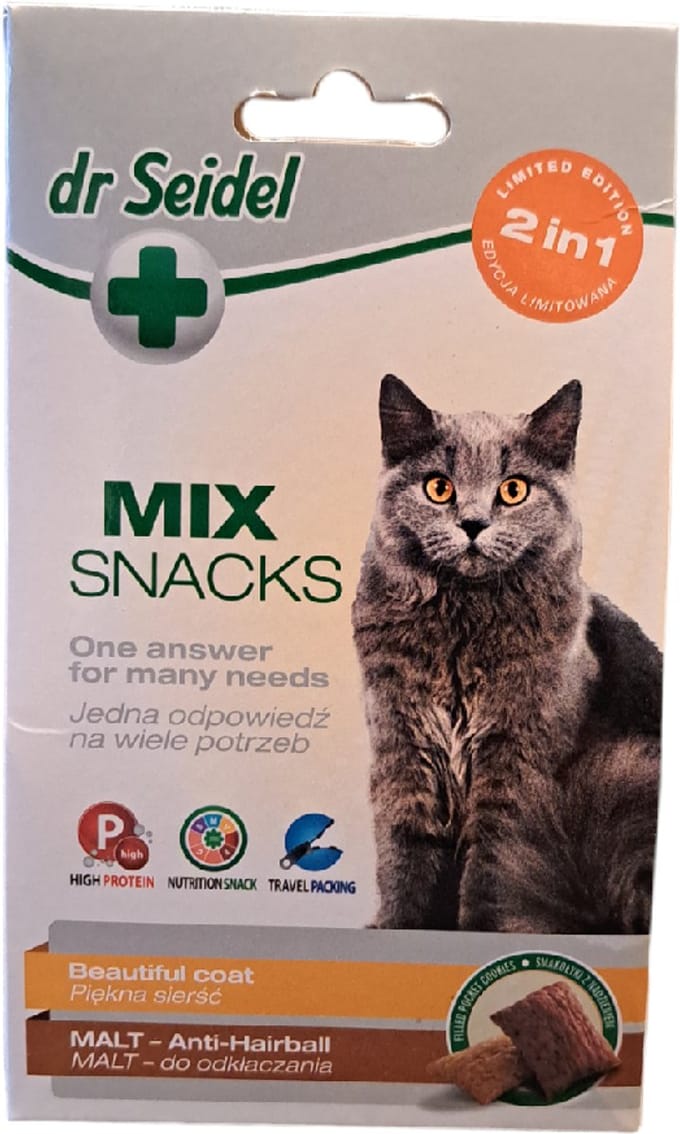Dr Seidel snacks voor katten - MIX 2 in 1 voor mooie vacht & haarbal