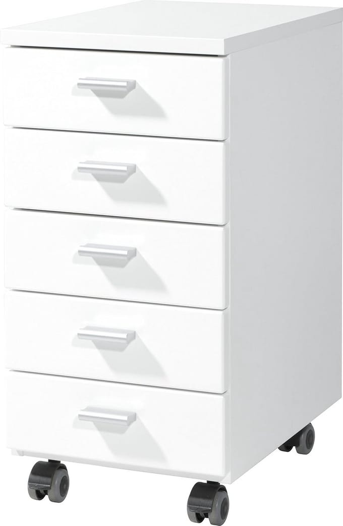 Rollcontainer met 5 Laden - Mobiel Archiefkast - Wit