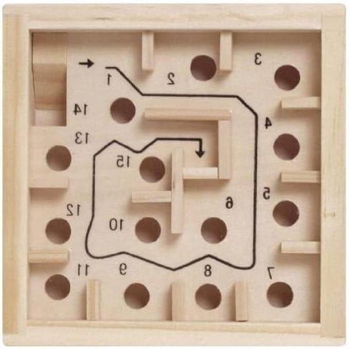 Houten Labyrinth - Puzzel spel - Mentale training - Natuurlijk materiaal - 96 x 94 cm - Houtkleur