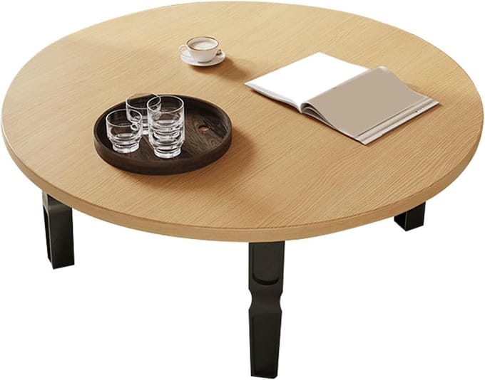 Klaptafel Koffietafel - Eettafel Balkon - Ruimte Besparen - Vierpunts Steun - 50x50x37cm - Beige