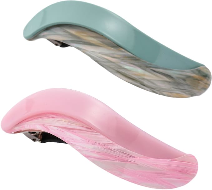 Emilie collection - haarspeld - groot - 2 stuks - roze - groen