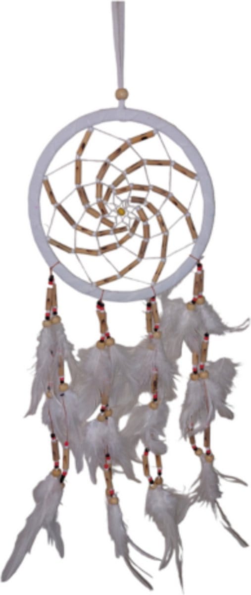 Dromenvanger -Beige- Suede met bamboe kralen 17cm