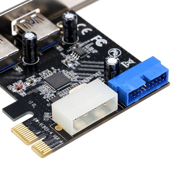 PCI-E naar USB 3.0-uitbreidingskaart 19-pins converter Extern 2-poorts USB 3.0 Dubbele USB 3.0-interface Voor