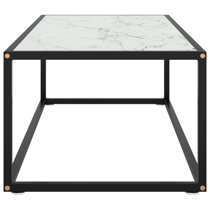 vidaXL - Salontafel - met - wit - marmerglas - 100x50x35 - cm - zwart