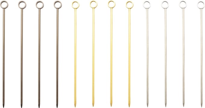 Point-Virgule set van 12 prikkers met ring in rvs 3 kleuren 10.8x0.8x.0.8cm