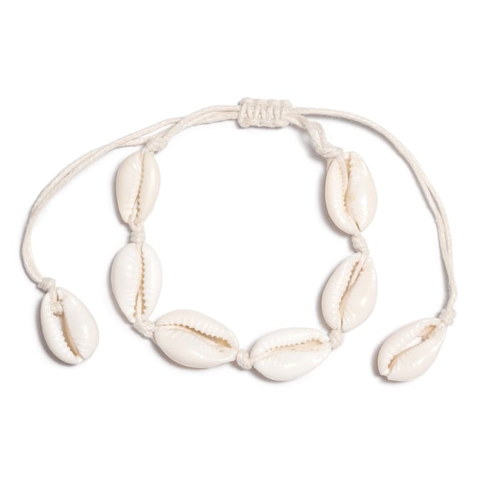 Lajetti - Schelpen Armbandje Enkelbandje Verstelbaar Wit - Beach Look