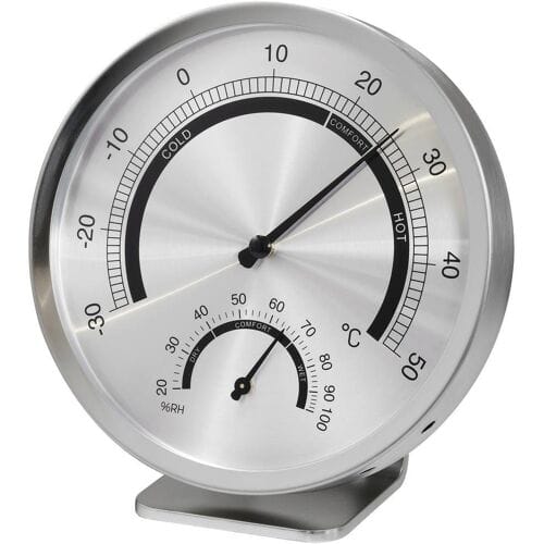 6034HIC Thermo- en hygrometer Zilver