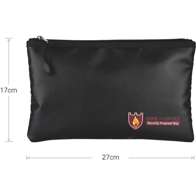 Sac à documents ignifuge, sac d'argent en fibre de verre enduit de Silicone, porte-documents, feu d'eau small noir
