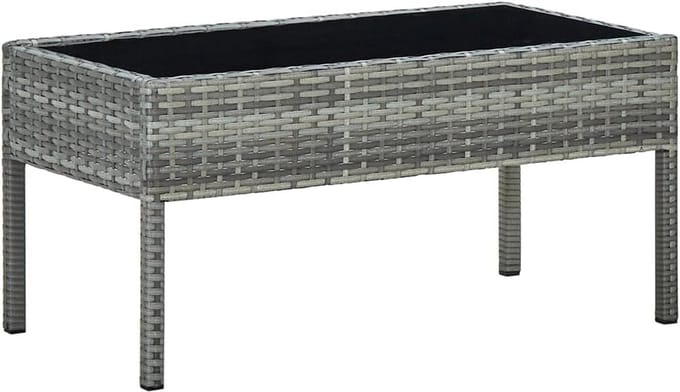 Grijze polyrotan tuin tafel 75x75x74 cm buiten