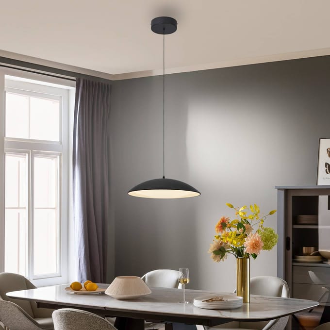 Schöner Wohnen LED hanglamp LENTE, zwart, Ø 40 cm, metaal, Switchdim