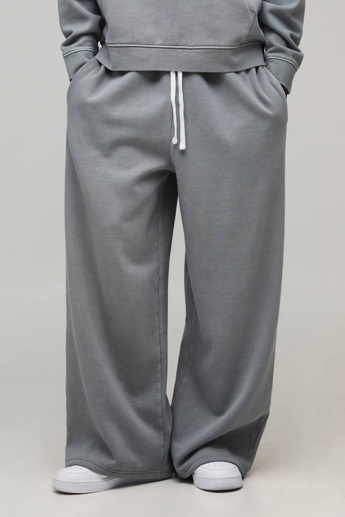 Essential Gewassen Extreme Wijde Pijpen Jogger | Washed Grey | Size 2XL
