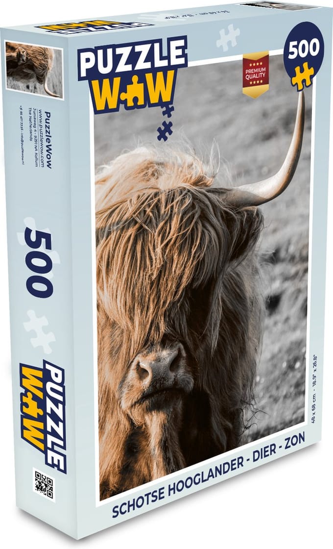 Puzzel Schotse hooglander - Dier - Zon - Legpuzzel - Puzzel 500 stukjes