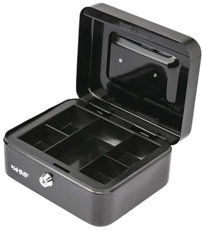 Geldcassette met Uitneembaar Muntvak 20x16x9,5 cm - Zwart