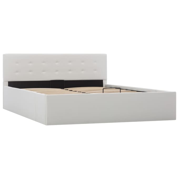 vidaXL - Bedframe - hydraulisch - kunstleer - wit - 140x200 - cm