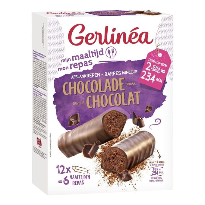 Gerlinea Maaltijdvervanger - Maaltijdrepen - Chocolade - 12 x 31 g