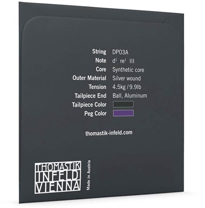 Thomastik Infeld THDP-03A violin string D-3 4/4 medium, synthetic core, silver wound