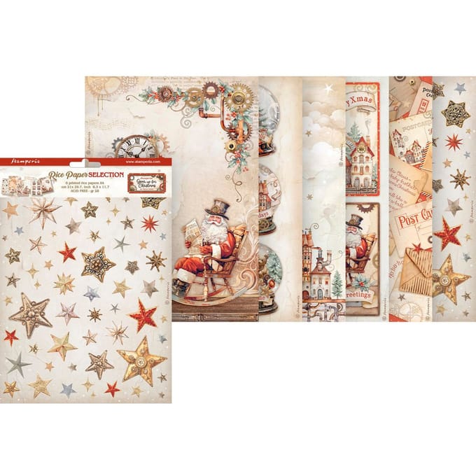 Stamperia Gear up for Christmas A4 Rice Paper Selection (6pcs) (DFSA4XGT)