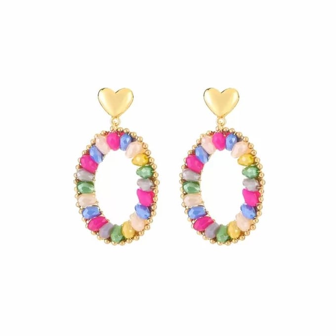 Bijoutheek Oorknoppen Ovaal Gekleurde Kralen Multi