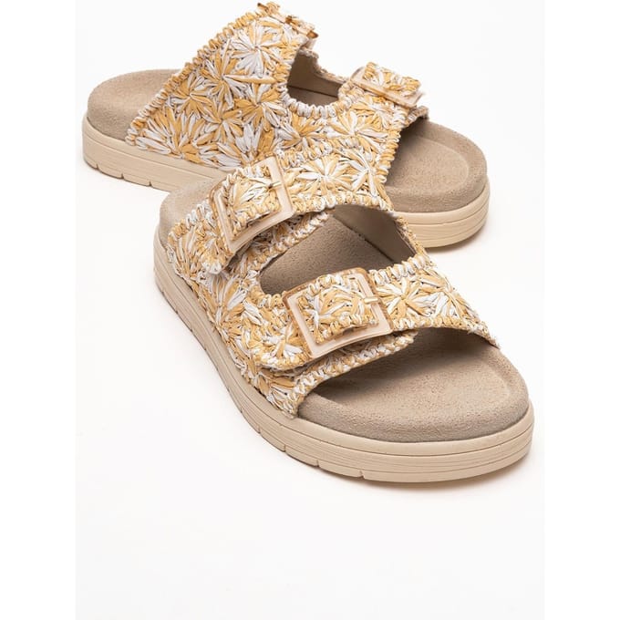 Milana Leer Double‑Strap Sandaal (Women)