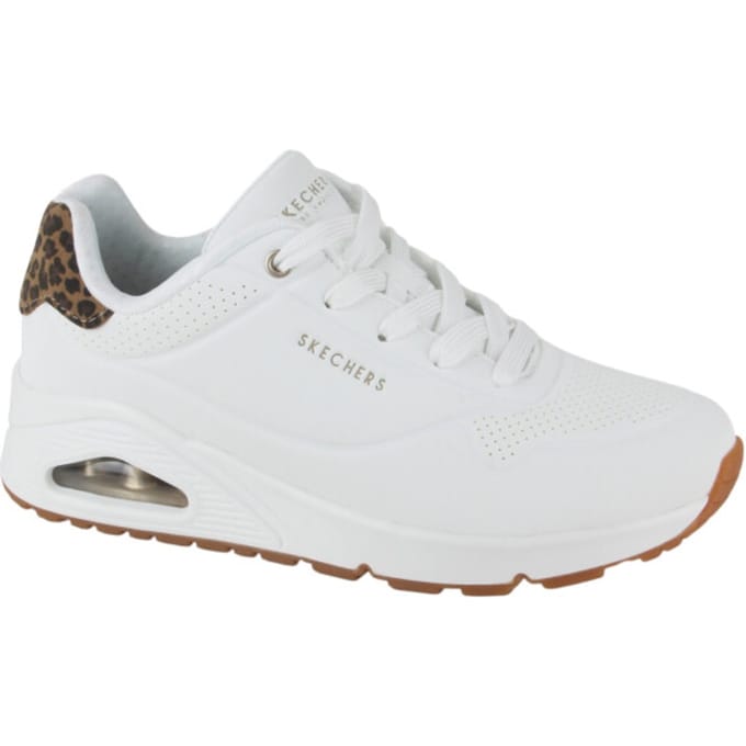 Skechers 177093/whld Uno-jungle Nite Dames Sneakers Wit Durabuck/luipaardprint