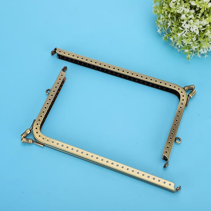 2 stuks Metalen Portemonneeframe Tas Sluiting Lock Kleermaker DIY Accessoires Legering L-vormig Glad 18,5cm black