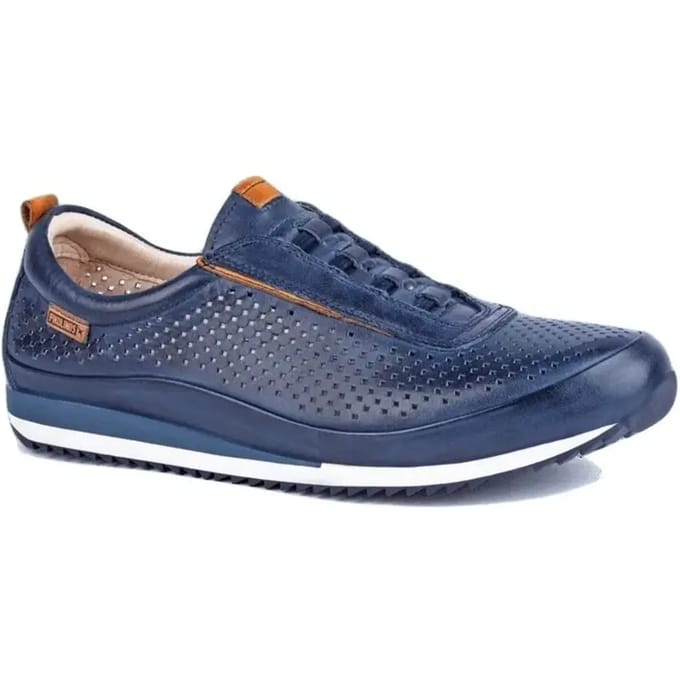 Pikolinos Heren Blauwe Leren Elastische Slip-on Sneakers - Liverpool