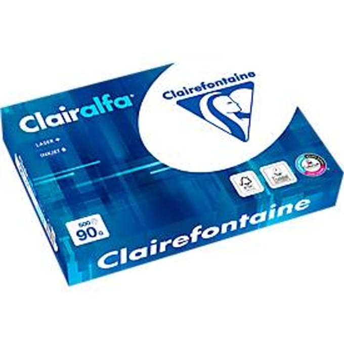 Clairefontaine Clairalfa kopieerpapier, DIN A4, 90 g/m², helderwit, 2500 vellen