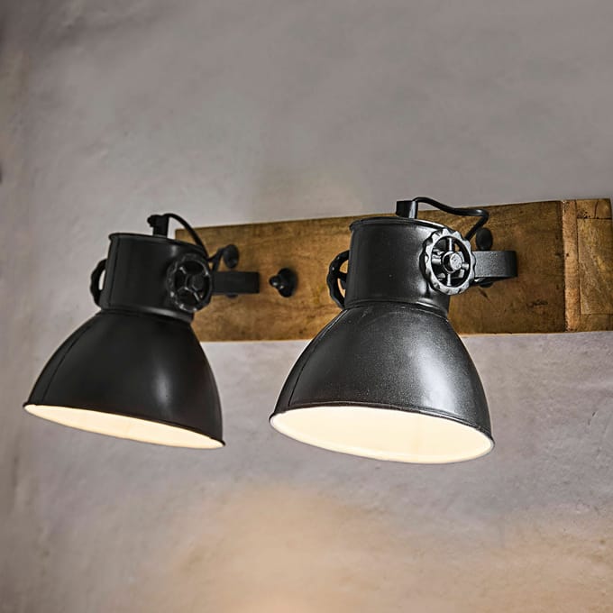 LOBERON Wandlamp Périgné zwart/bruin