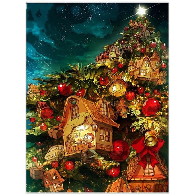 Peinture de diamant de noël 5d, broderie complète de diamant rond, point de croix 20X30CM brown