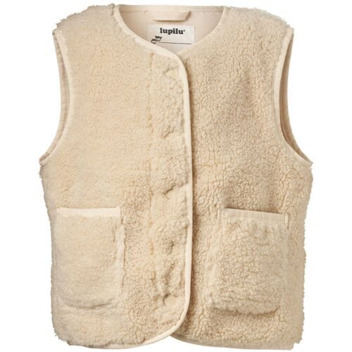 LUPILU Kinder gilet, teddystof (Beige, 122/128)