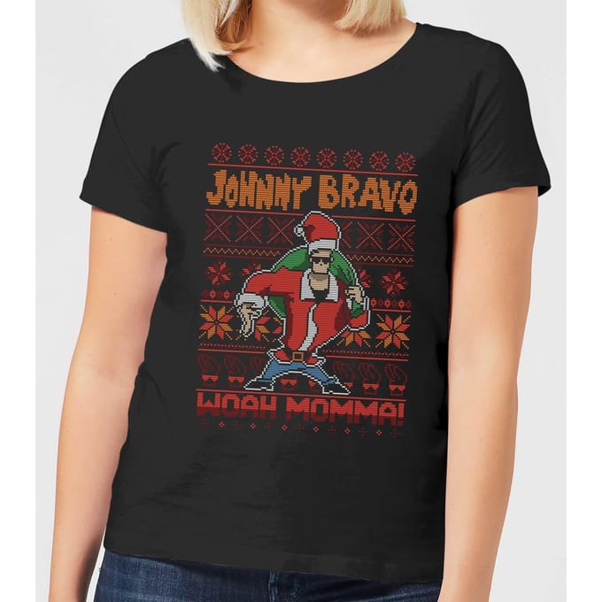 Johnny Bravo Kerstmis Dames T-Shirt - Zwart - S