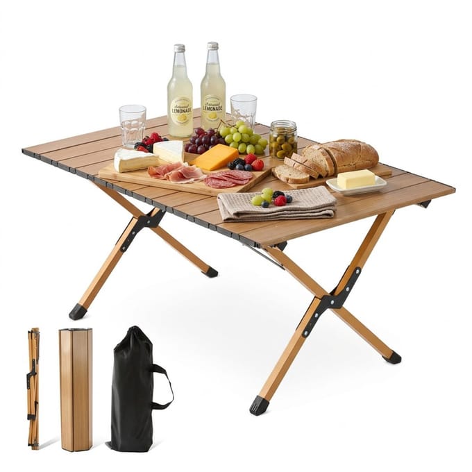 Campingtafel - 90x44x60 cm - naturel