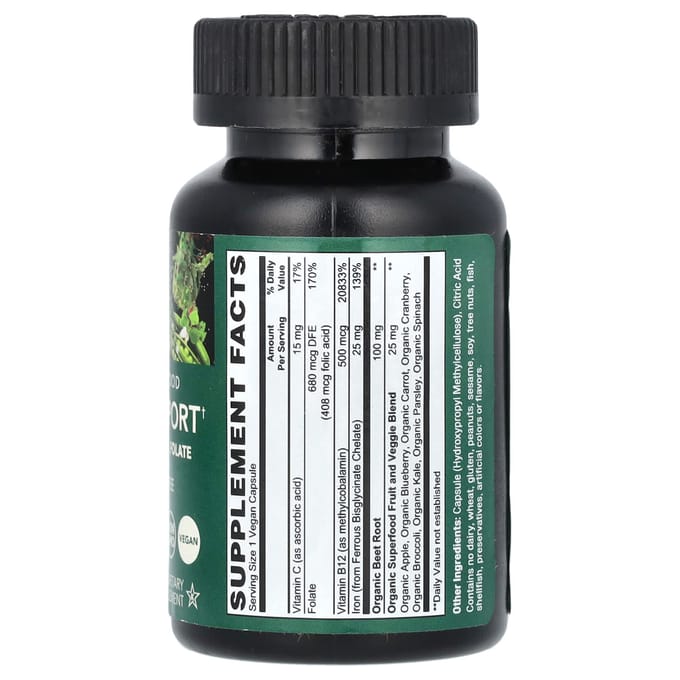 PlantFusion, Vegan Natuurlijk Voedsel, Bloedondersteuning, 60 Veggie Capsules