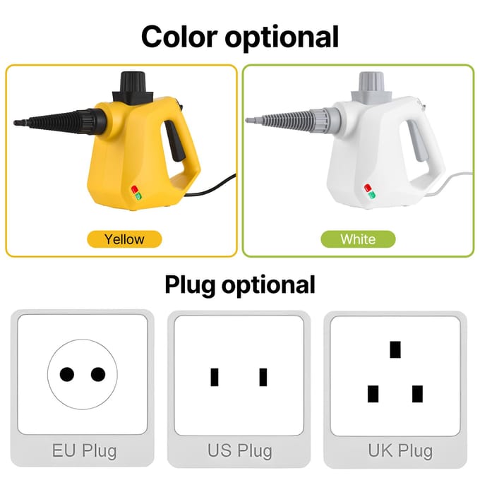 Nettoyeur vapeur multi-surfaces portable sous pression avec 9 accessoires pour la maison UK plug jaune
