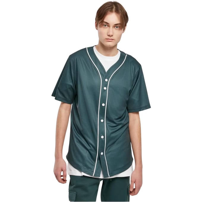 Urban Classics - Baseball Mesh Jersey Shirt - M - Groen/Wit