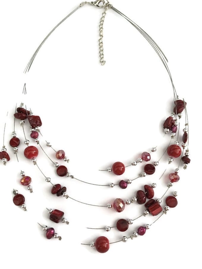 Petra's Sieradenwereld - Ketting laagjes rood