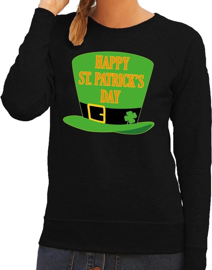 Happy St. Patricksday sweater zwart dames - St Patrick's day kleding XS