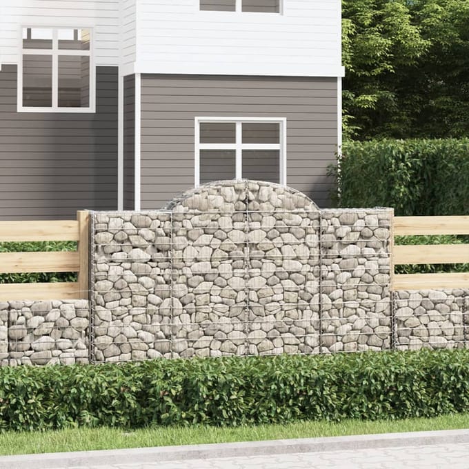 vidaXL - Schanskorven - 3 - st - gewelfd - 200x30x120/140 - cm - ijzer