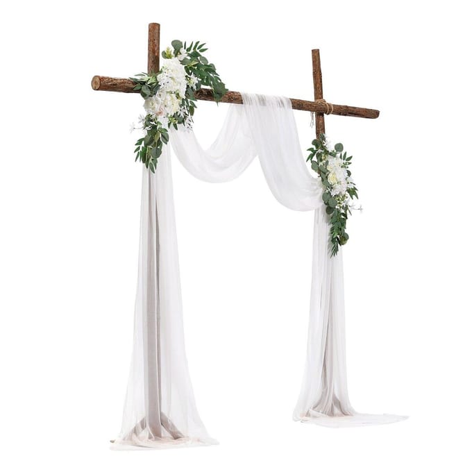 Kit de Fleurs Artificielles pour Arche de Mariage Blanc Avec 2 Pièces de Fleurs 1 Pièce de Voilages