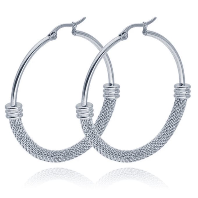 Dames Oorbellen Ringen Zilverkleurig van Edelstaal - 60mm