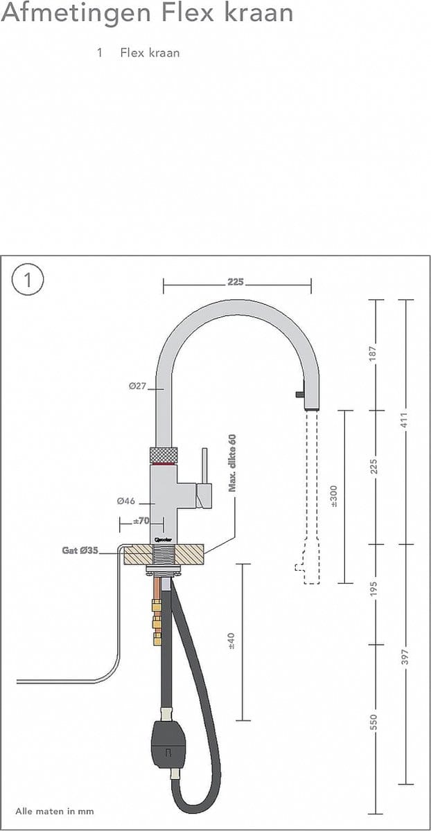 Quooker® PRO3 Flex Zwart