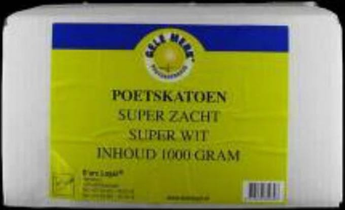 Gele merk poetskatoen wit