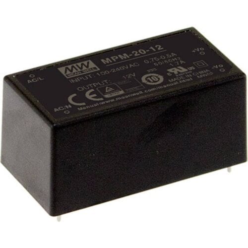 MEAN WELL MPM-20-12 AC/DC-printnetvoeding 12 V/DC 1.8 A 21.6 W